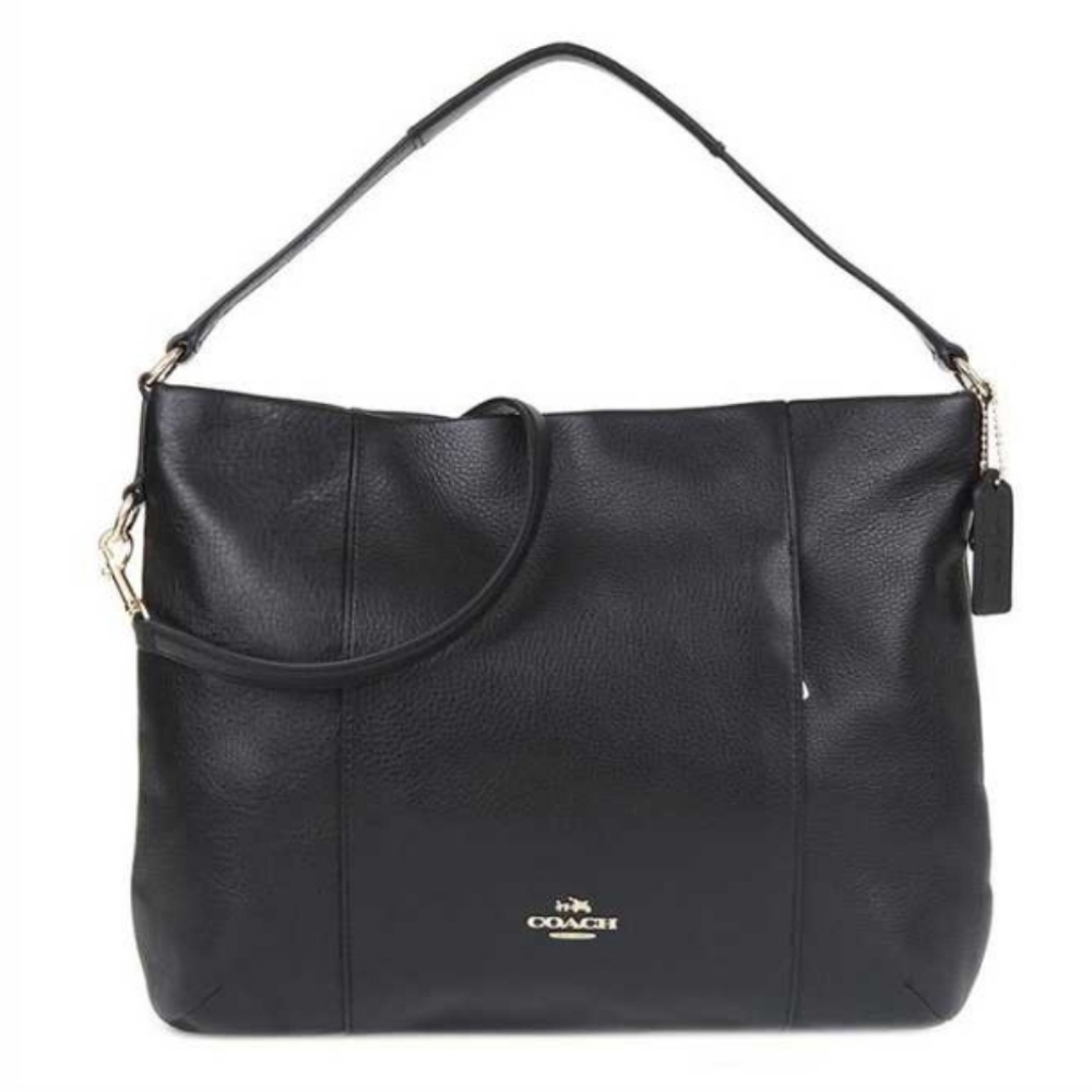 COACH Black Pebbled Leather Crossbody Bag with Gold Hardware